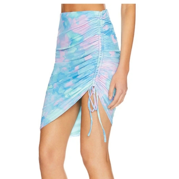 Majorelle NWT Rock Dorothea Mini Ruffled Skirt In Blue Watercolor Size Small - Picture 4 of 12